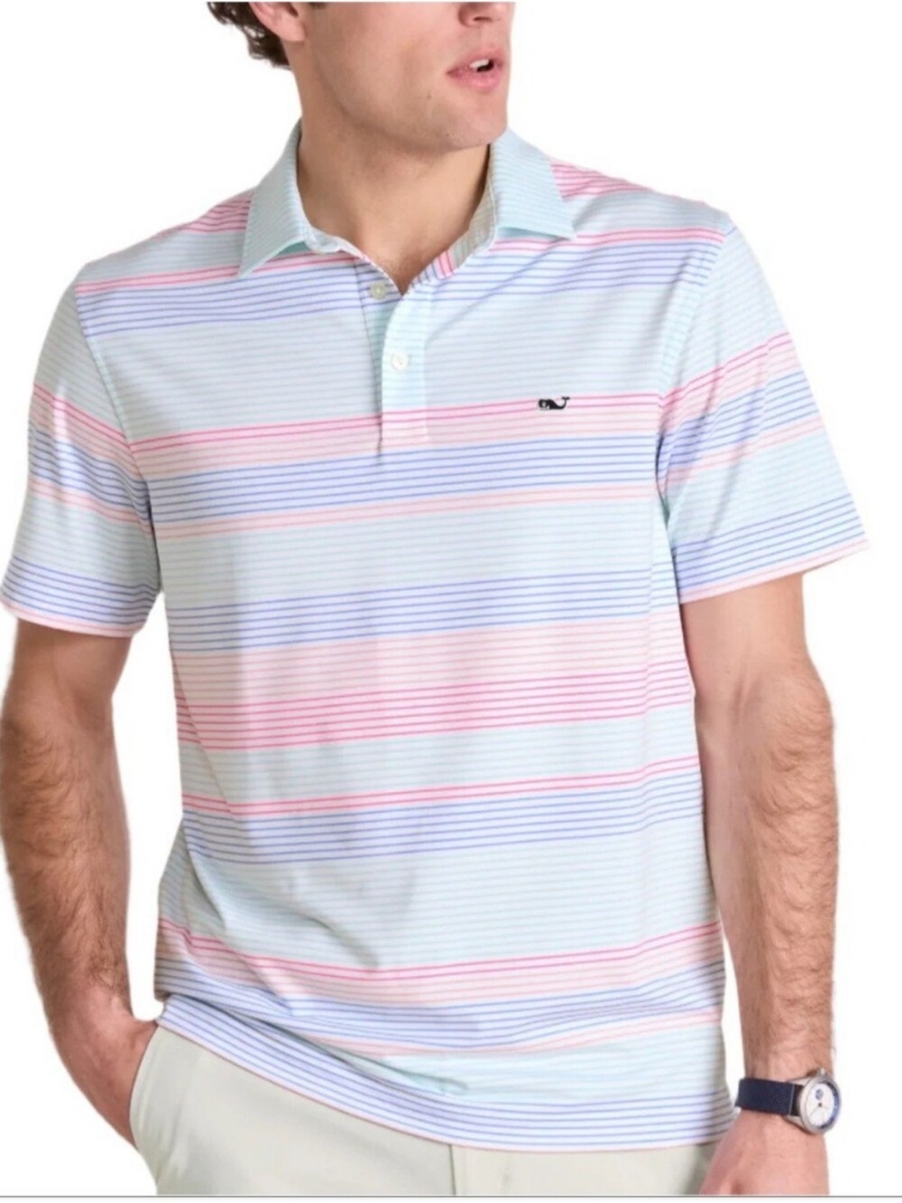 Vineyard Vines Performance Pastel Stripe Polo